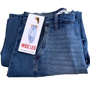 Celebrity Pink Womens Wide Leg High Rise Blue Denim Jeans Size 7/28 NWT